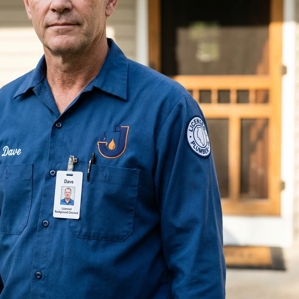 Licensed plumber showing ID badge in Harkers Island, NC