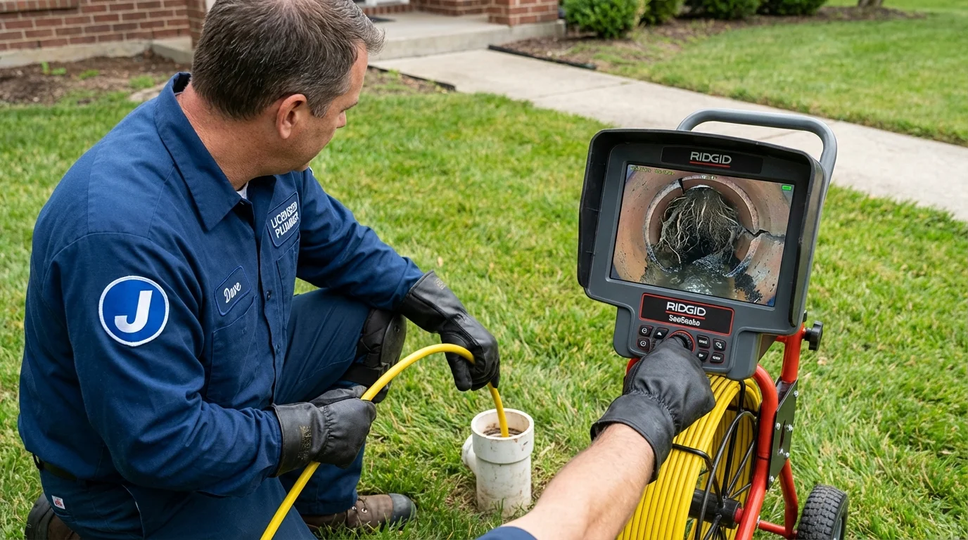 Sewer camera inspection being performed by Johns Plumbing LLC in Harkers Island