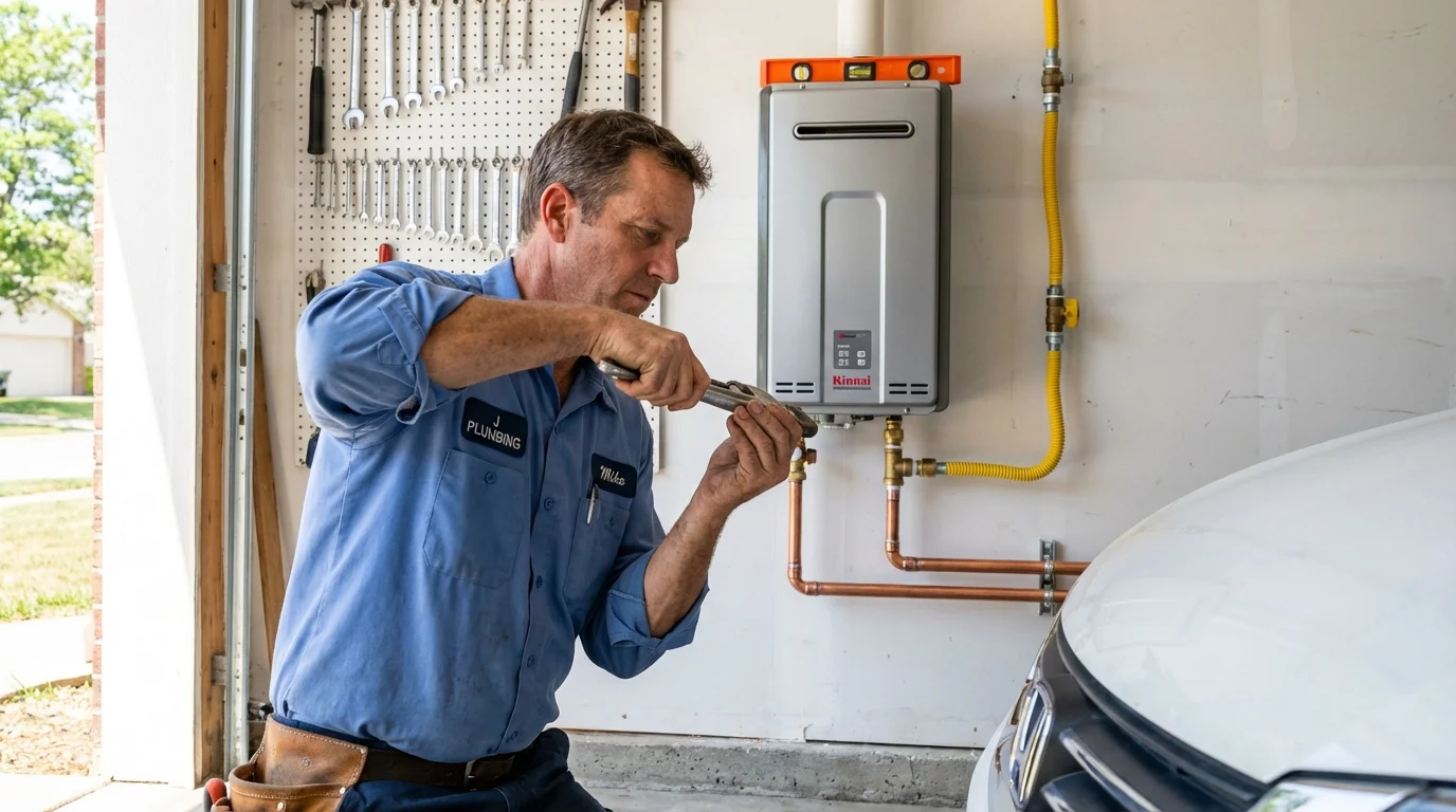 Tankless water heater installation by a Johns Plumbing LLC plumber in Harkers Island